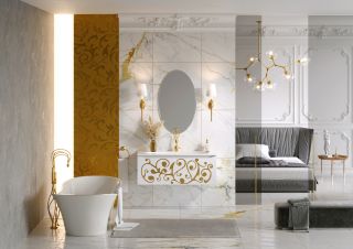 Подвесная тумба под раковину Clarberg Elegance EL0110GL 100см белый/золото